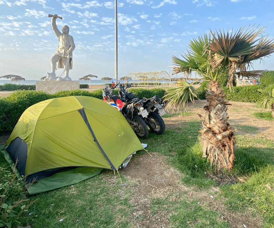 Our tent pitched right next to the boardwalk