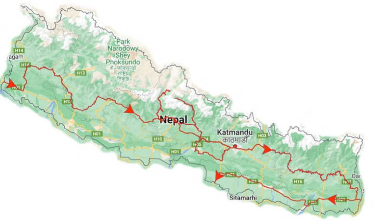 Route through Nepal